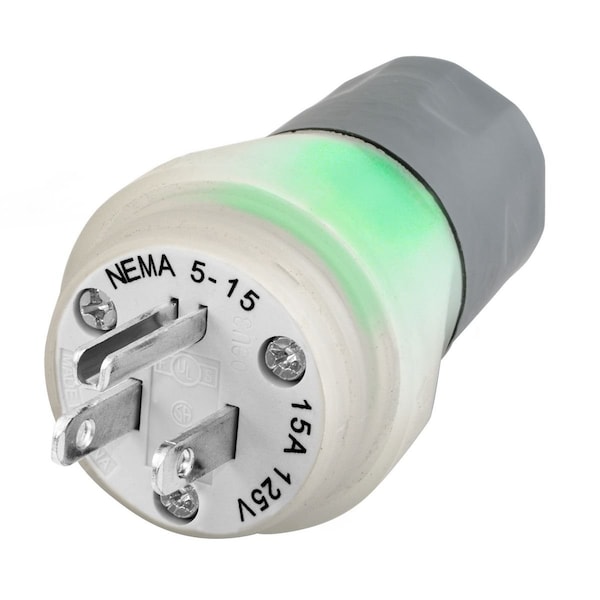 PLUG, WATERTIGHT 5-15P, 15A 125V, CLEAR, WIRING CONDITION